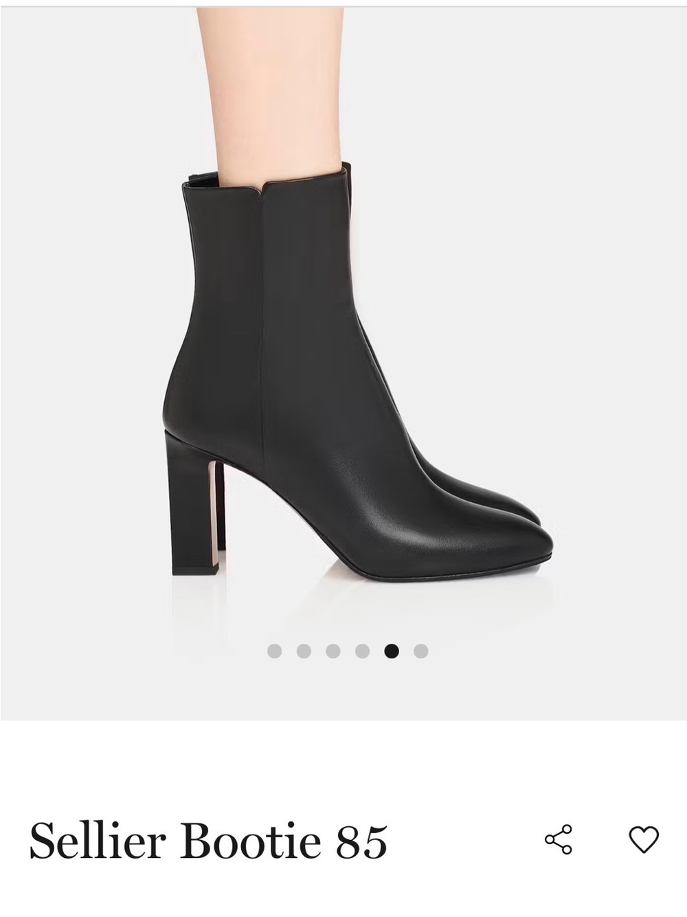 Aquazzura Black Leather Sellier Bootie 85 with Block Heel